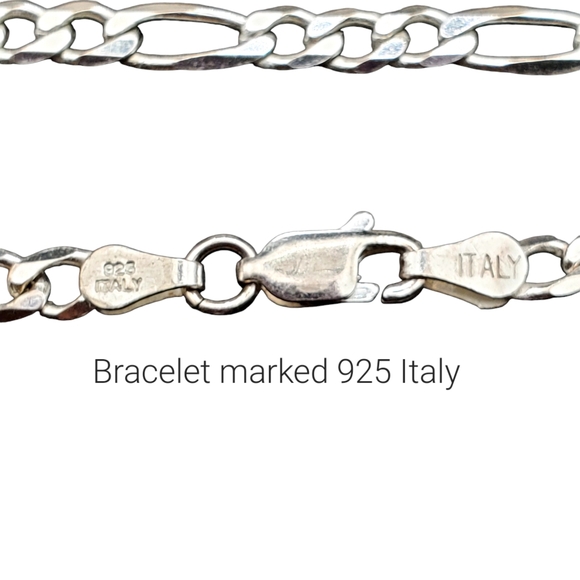 925 Italian Sterling 18" Figaro Chain & 7.25" Bracelet - Picture 10 of 11
